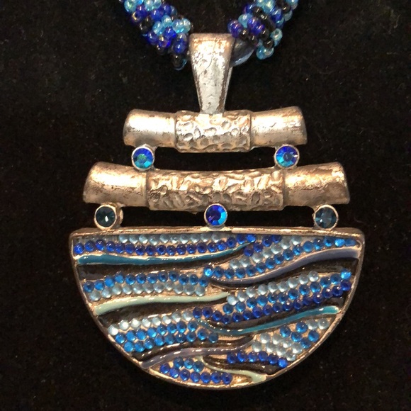 Rhinestone and Matte Silver Necklace & Earring Set - Picture 5 of 10